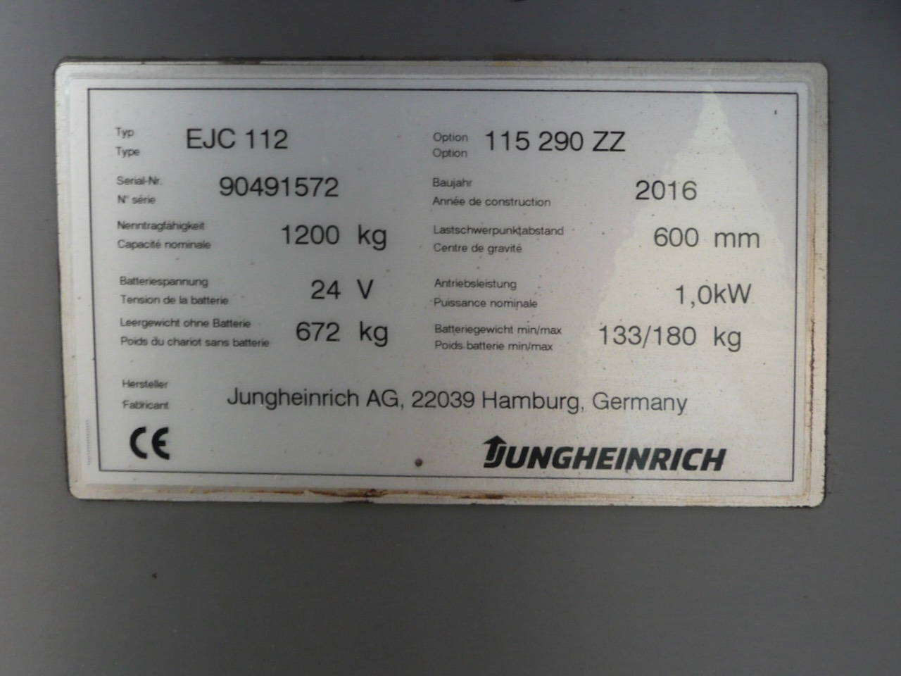 Штабелер Jungheinrich EJC 112 270 ZT: фото 7